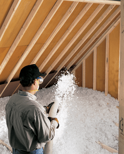 Blown-in Fiberglass attic insulation